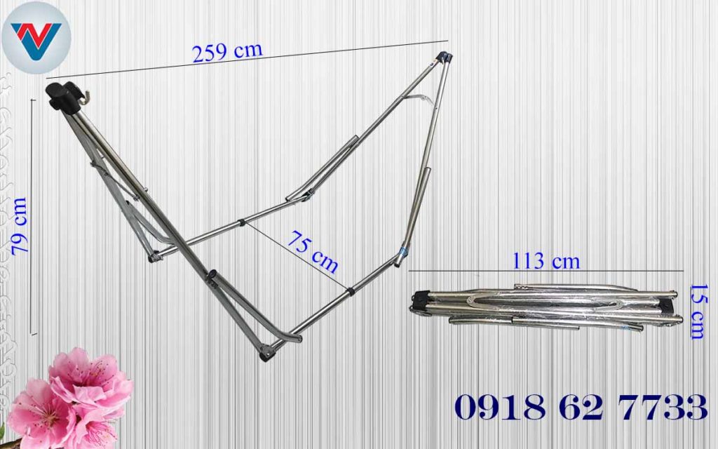 Kích Thước Võng Xếp Ban Mai inox Vip chính hãng