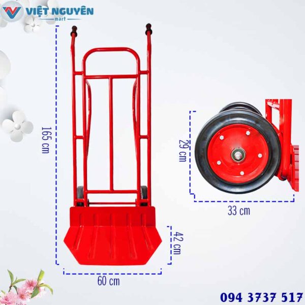 Thông số kỹ thuật xe đẩy hàng 2 bánh 300Kg Phong Thạnh X550 đa năng