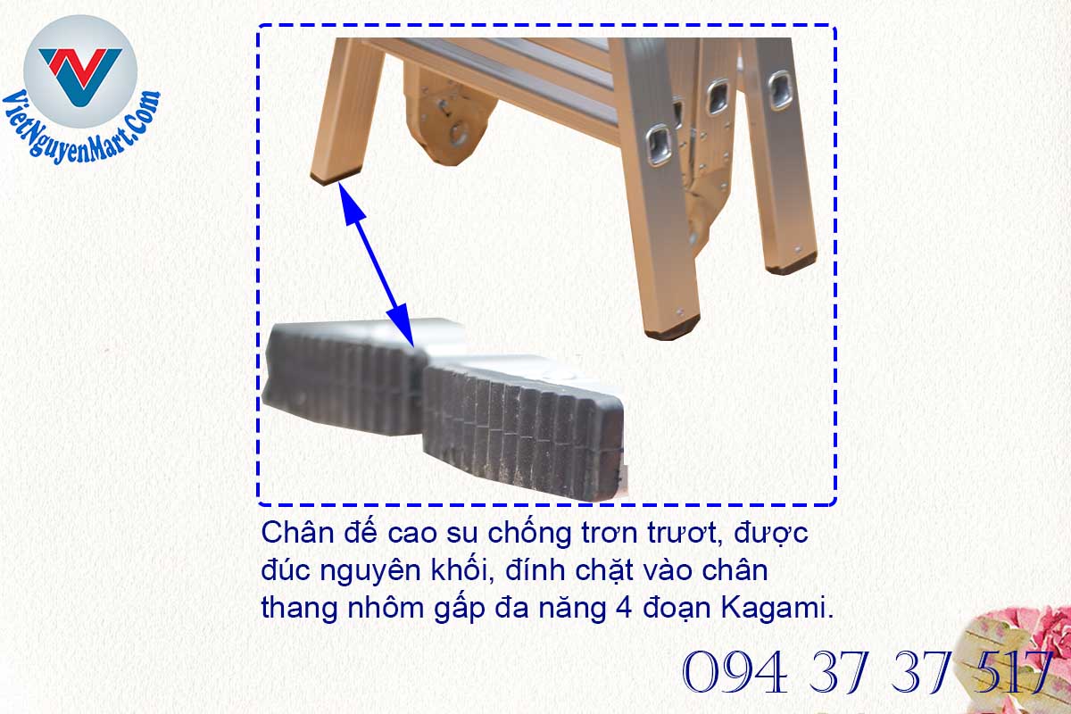 Hệ thống chân duỗi trong dòng thang nhôm gấp 4 đoạn