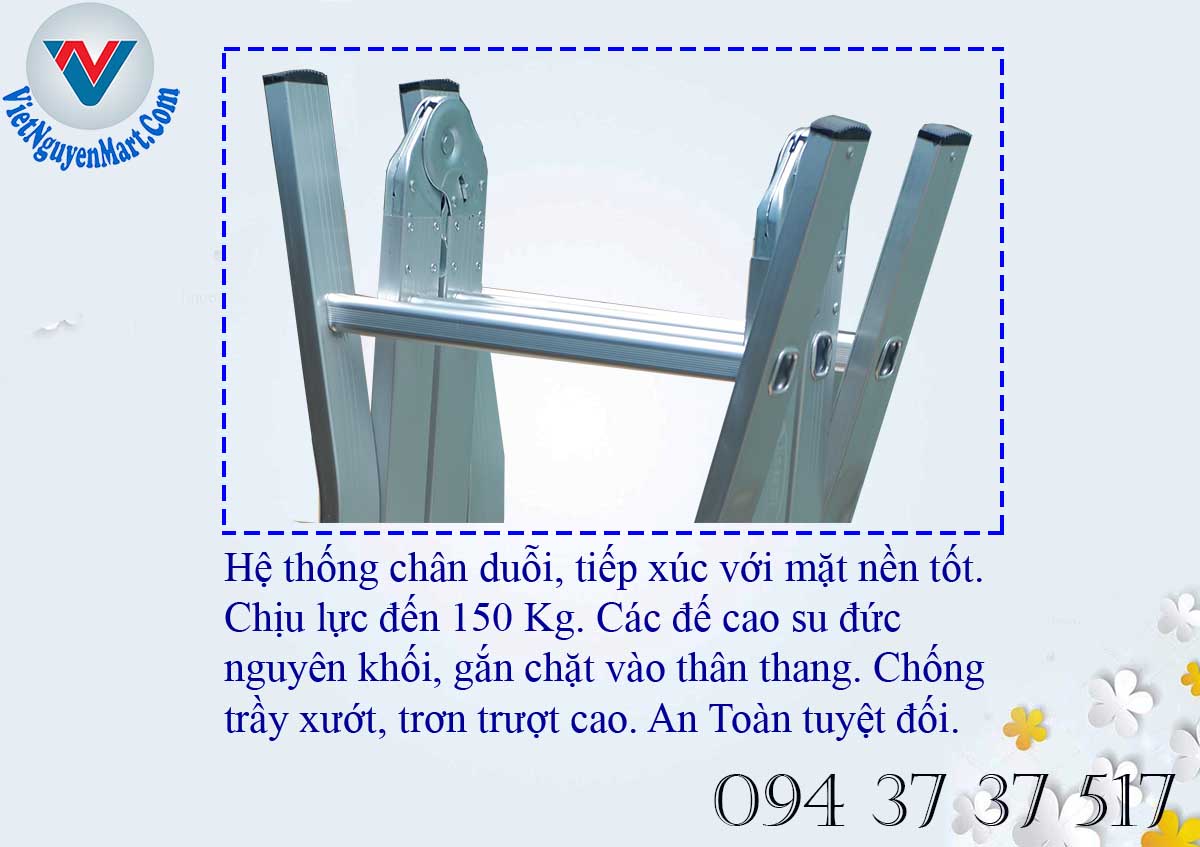 hệ thống chân duỗi với 4 đế cao su siêu bền