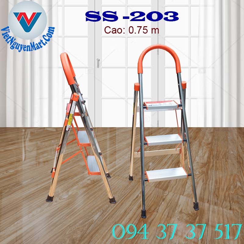 Thang nhôm ghế tay vịn inox Kagami SS -203