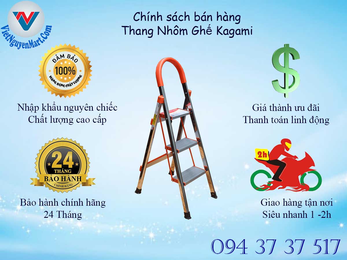 Thang nhôm Kagami Nhật Bản ưu đãi chính sách bán hàng thang nhôm ghế