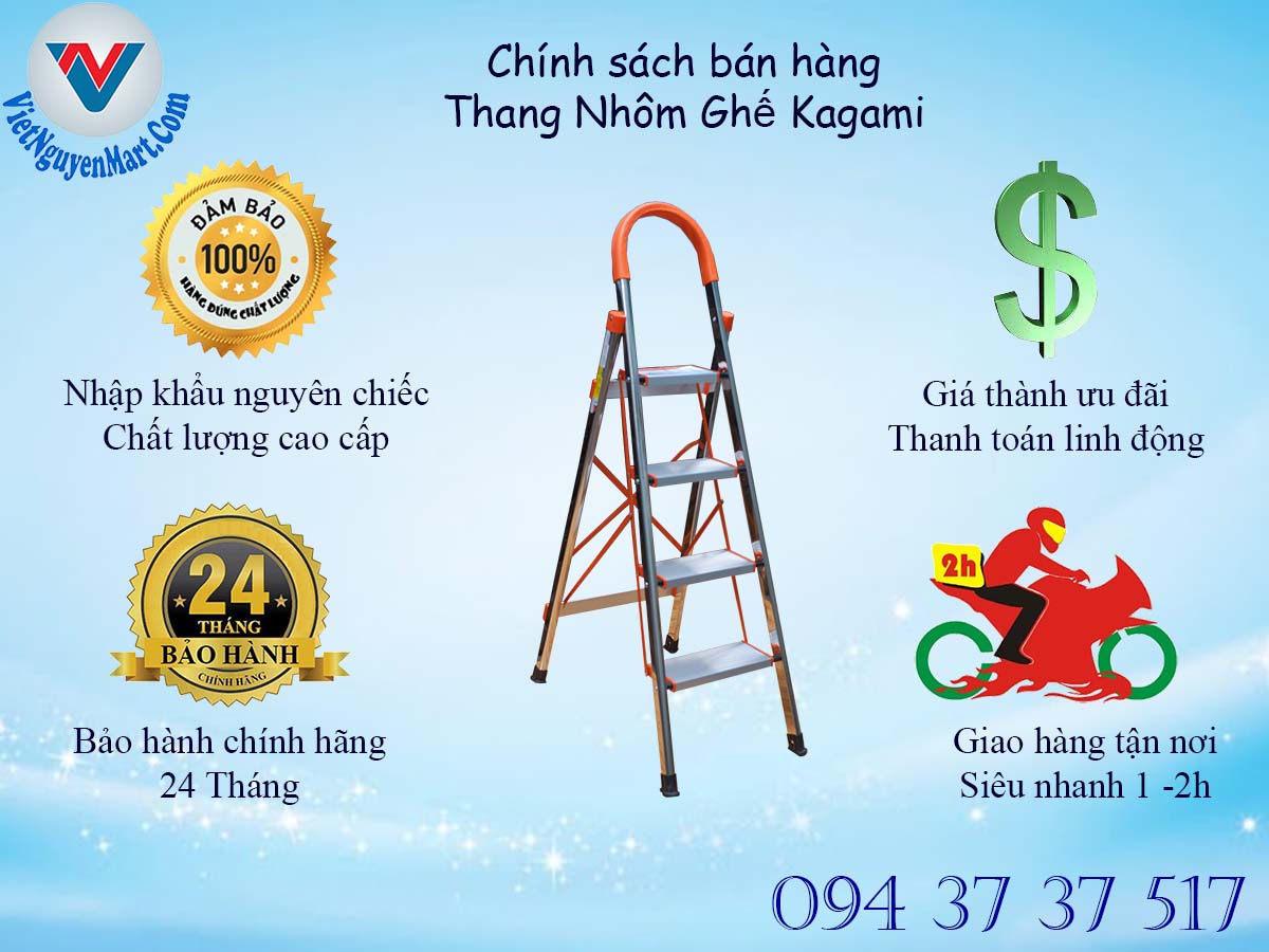Thang nhôm Kagami Nhật Bản ưu đãi chính sách bán hàng thang nhôm ghế