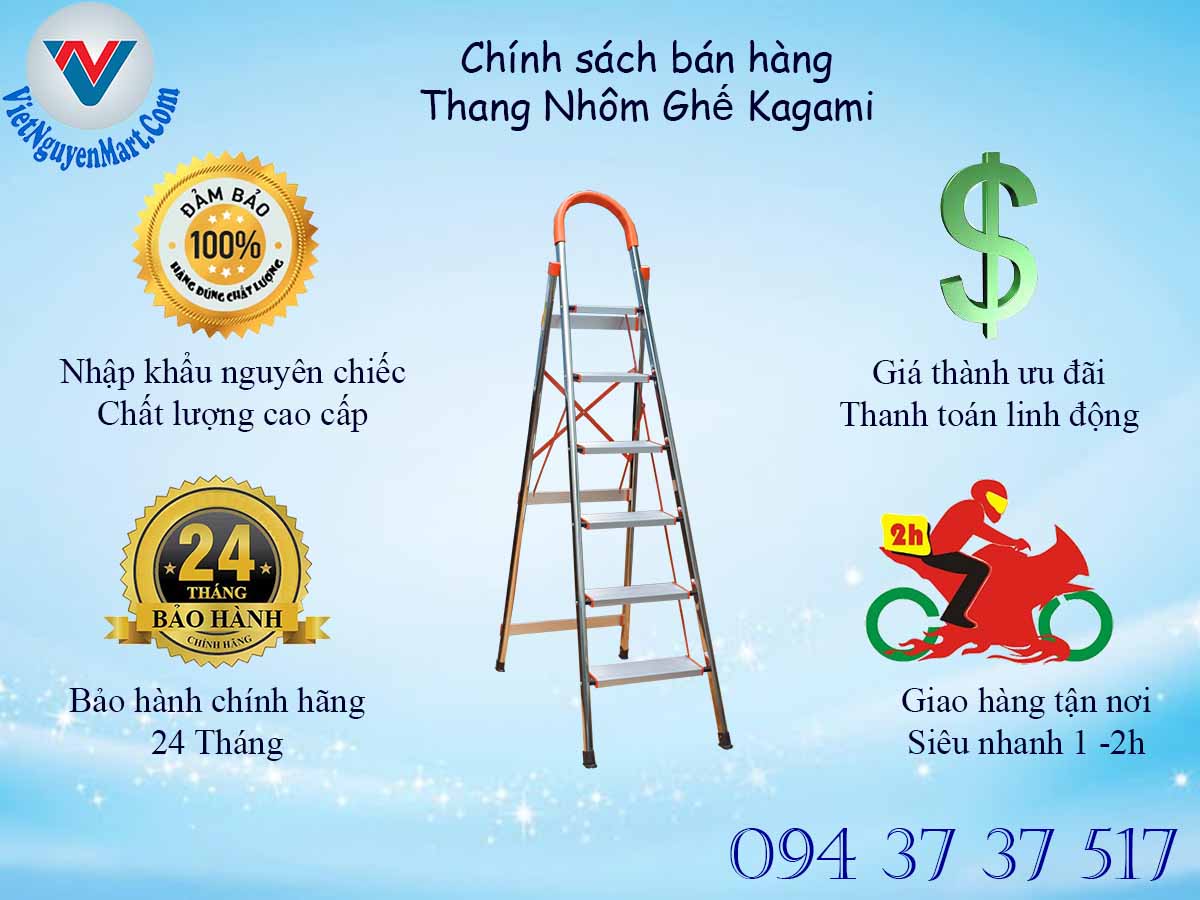 Thang nhôm Kagami Nhật Bản ưu đãi chính sách bán hàng thang nhôm ghế
