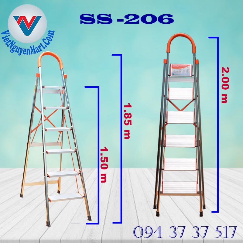Thang nhôm ghế inox 1.50m tay vịn Kagami
