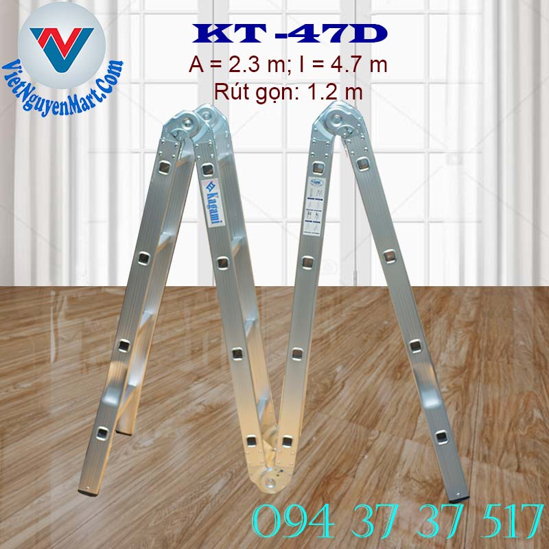 Thang nhôm gấp xếp 4 đoạn Kagami KT -47D chiều cao 4.7m giá rẻ