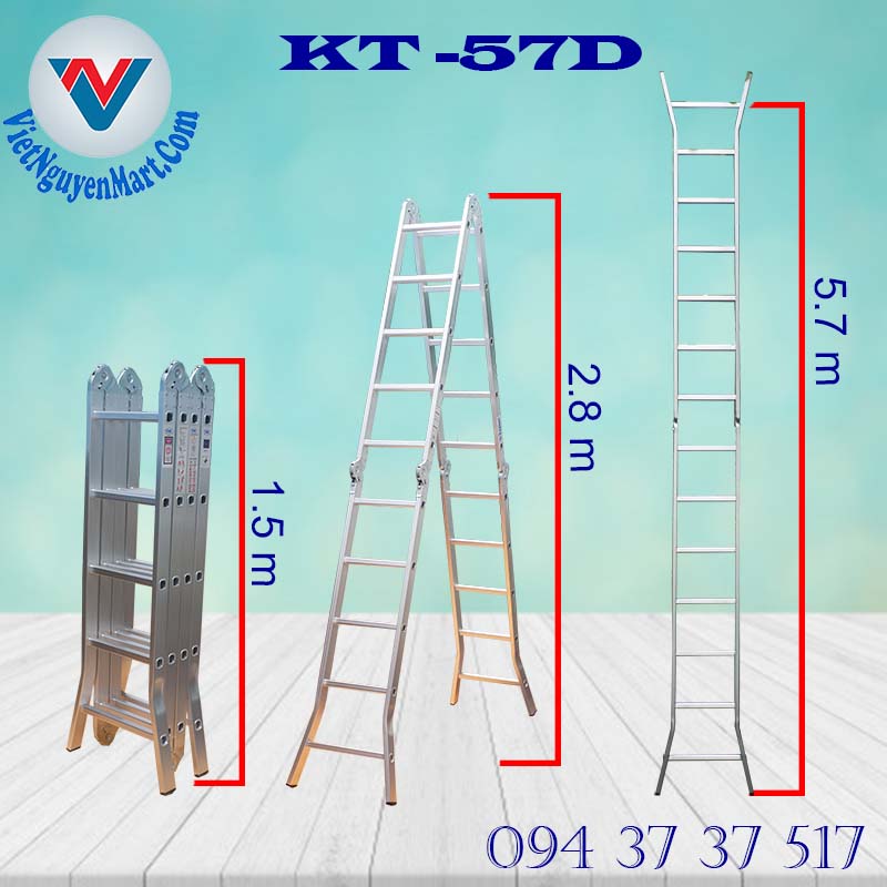 thông số Thang Nhôm Gấp Xếp Đa Năng Kagami 5.7m