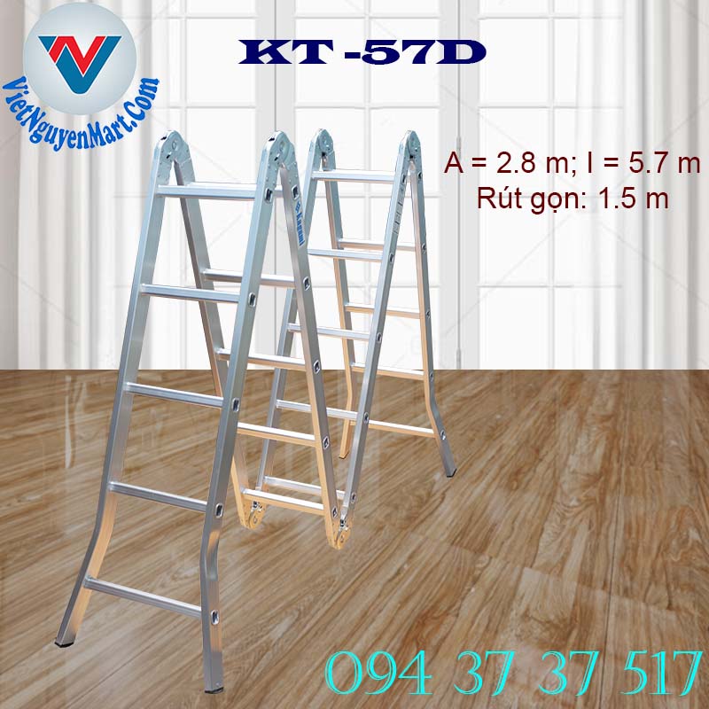 Thang nhôm gấp xếp 4 đoạn Kagami KT -57D chiều cao 5.7m giá rẻ