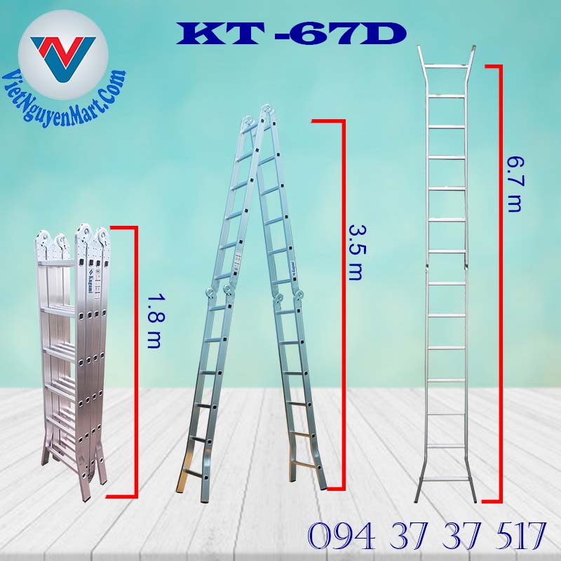 thông số Thang Nhôm Gấp Xếp Đa Năng Kagami 6.7m