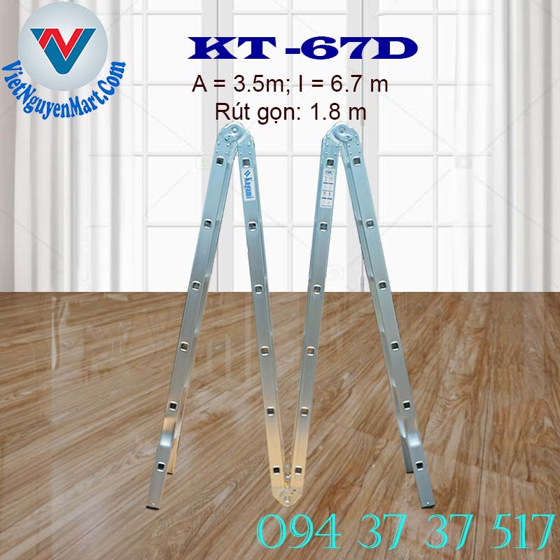 Thang nhôm gấp xếp 4 đoạn Kagami KT -67D chiều cao 6.7m giá rẻ