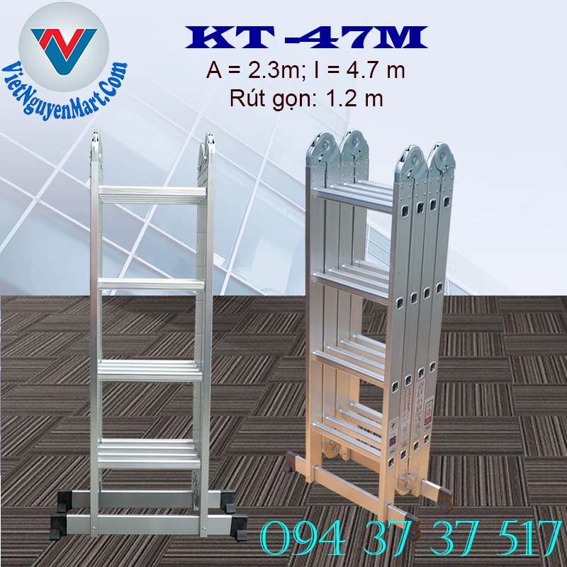 Ứng dụng thang nhôm gấp xếp 4 đoạn Kagami