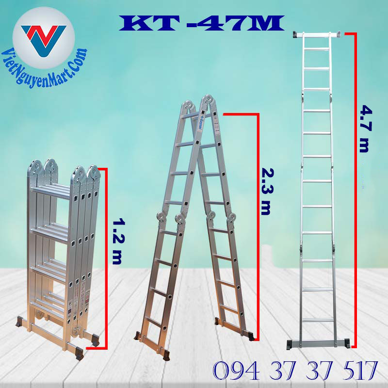 thông số Thang Nhôm Gấp Xếp Đa Năng Kagami 4.7m