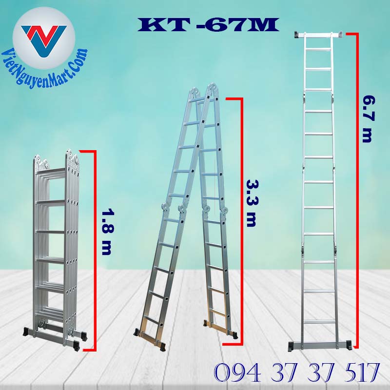 thông số Thang Nhôm Gấp Xếp Đa Năng Kagami 6.7m