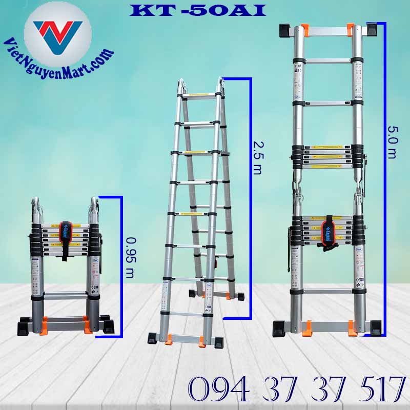 Thông Số Kỹ Thuật Thang Nhôm Rút Gọn Chữ A Kagami KT -50AI