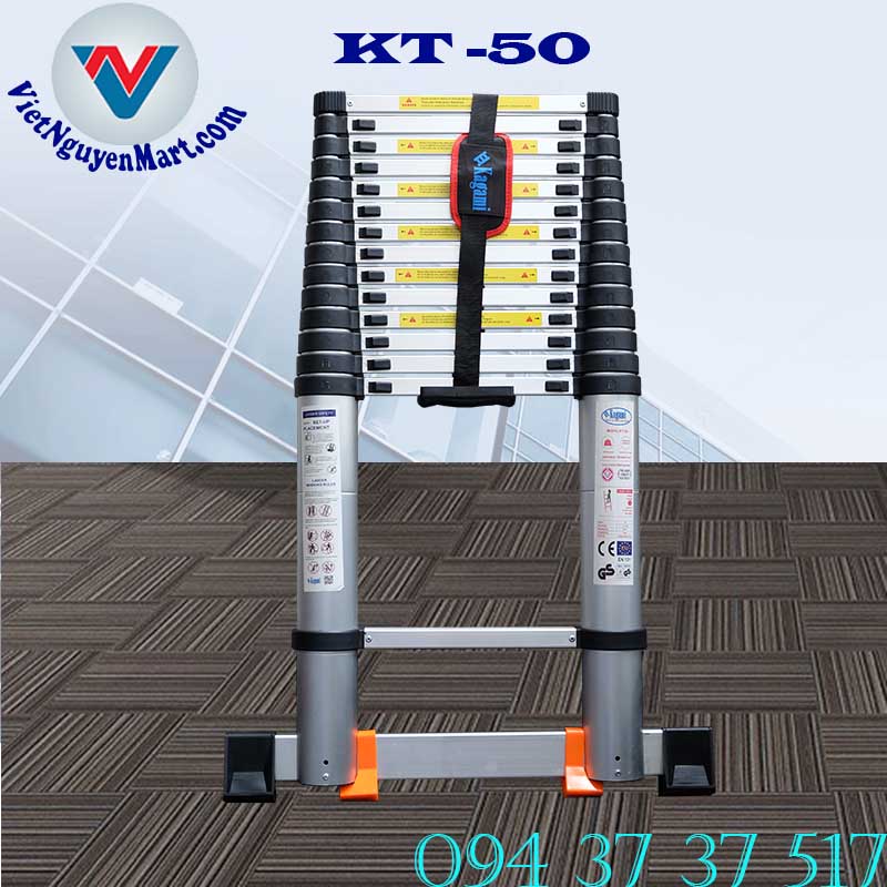 Thang nhôm rút gọn đơn Nhật Bản 5.0m giá rẻ giao nhanh