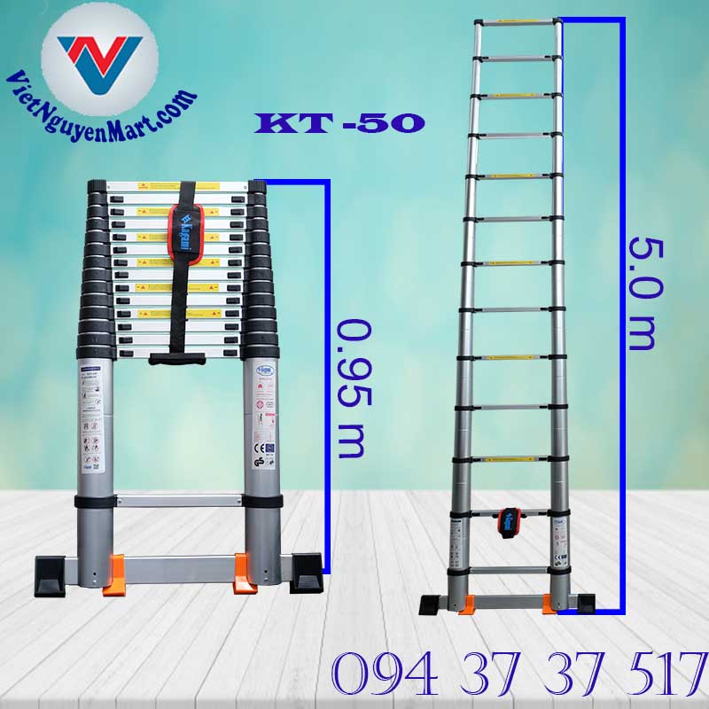 Thông số thang nhôm rút gọn 5.0m nhập khẩu