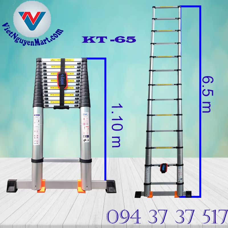 Thông số thang nhôm rút gọn 6.5m nhập khẩu