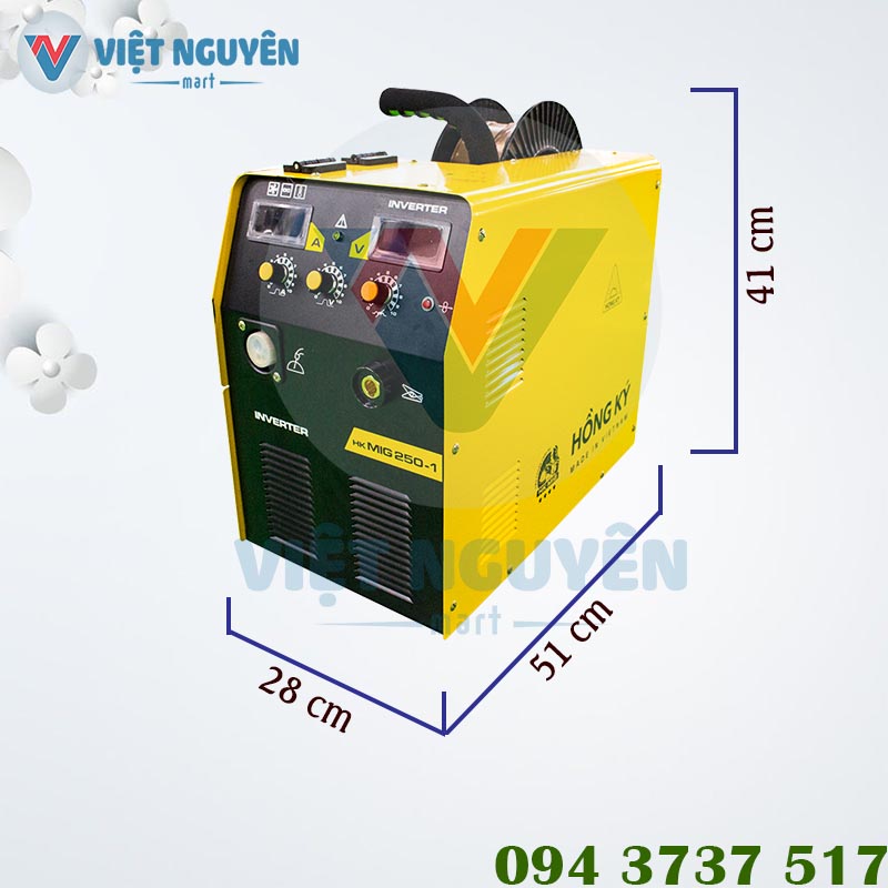 Thông số kỹ thuật máy hàn điện tử MIG Inverter ampe 220v Hồng Ký HK MIG 250-1