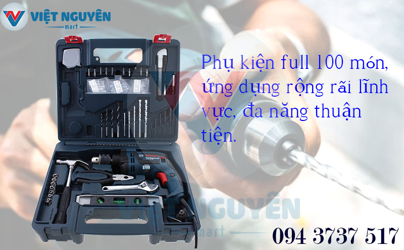 Đặc điểm nổi bật máy khoan động lực điện Bosch GSB 13RE Set vali 100 món phụ kiện