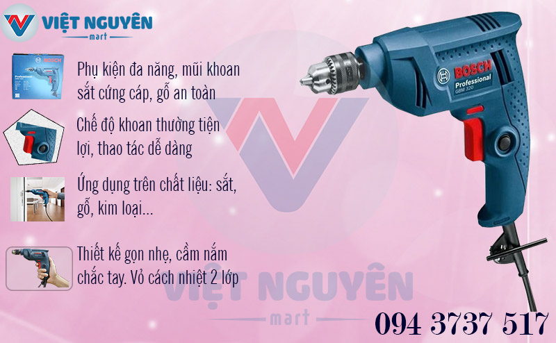 Ưu điểm máy khoan Bosch GBM 320PRO cao cấp được ưu tiên lựa chọn