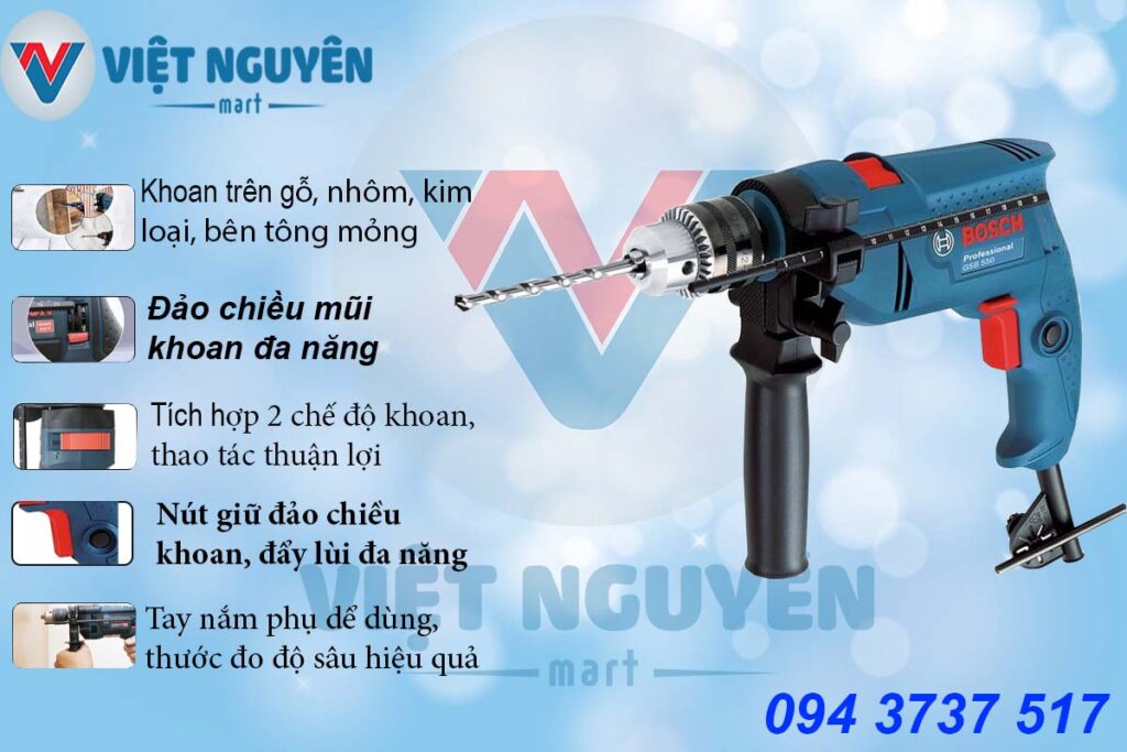 Lợi thế chỉ có tại dòng máy khoan động lực Bosch GSB 550 Vali Set full 100 phụ kiện chính hãng Lợi thế chỉ có tại dòng máy khoan động lực Bosch GSB 550 Vali Set full 100 phụ kiện chính hãng