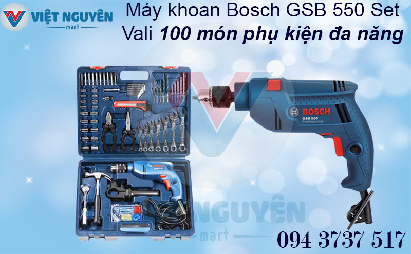 Chính sách bán máy khoan động lực điện Bosch GSB 550 set vali chính hãng Chính sách bán máy khoan động lực điện Bosch GSB 550 set vali chính hãng