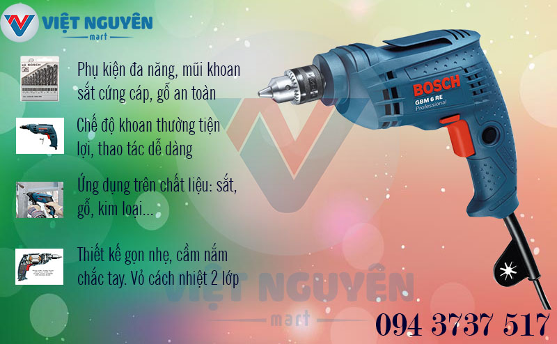 Ưu điểm máy khoan Bosch GBM 6 RE PRO cao cấp được ưu tiên lựa chọn