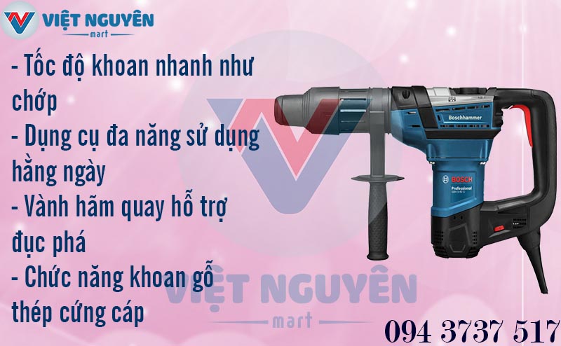 Ưu điểm máy khoan xoay búa bê tông điện Bosch GBH 5-40D