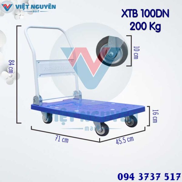 Thông số kỹ thuật xe đẩy hàng 4 bánh 200Kg XTB 100DN sàn nhựa Phong Thạnh chính hãng Thông số kỹ thuật xe đẩy hàng 4 bánh 200Kg XTB 100DN sàn nhựa Phong Thạnh chính hãng