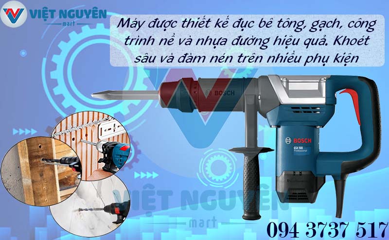 máy khoan búa đục phá bê tông Bosch GSH 500 tốc độ siêu nhanh