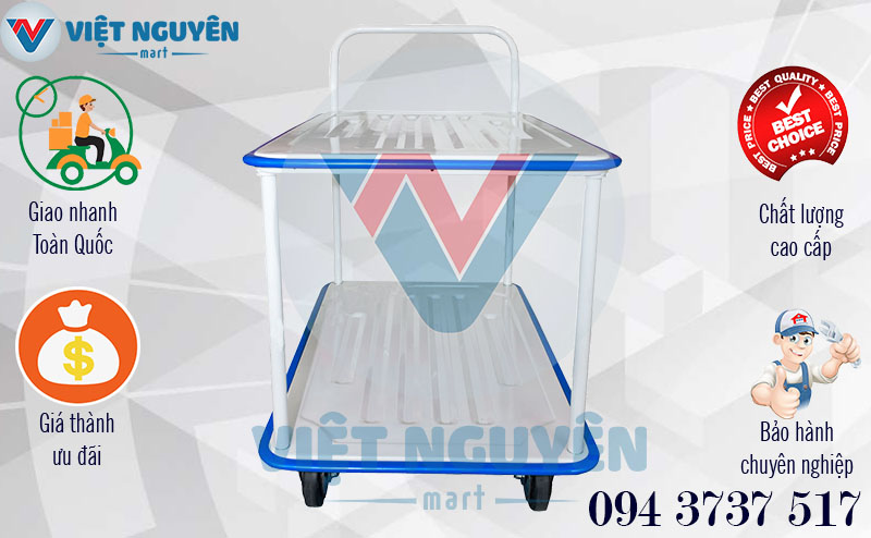 Liên hệ xe đẩy hàng 4 bánh 2 tầng 350kg Phong Thạnh XTL 130T2 giá tốt đa năng