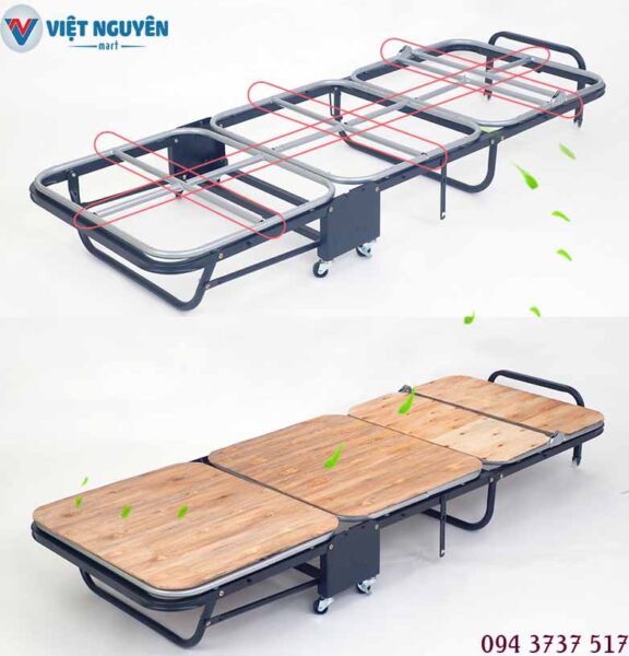 Giường Xếp Gấp Ba Khúc Vãi Nhung N65 đa năng