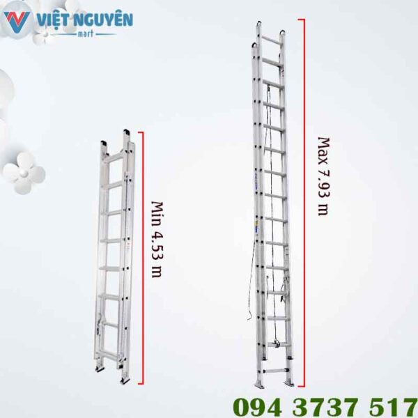 Thông số kỹ thuật thang nhôm trượt Poongsan 3090-2 đa năng chính hãng