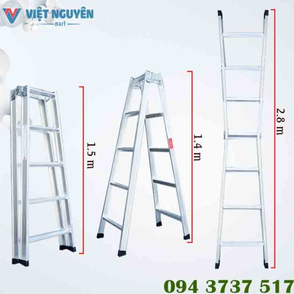 Thông số kỹ thuật thang nhôm chữ A Poongsan Hàn Quốc PS 2050