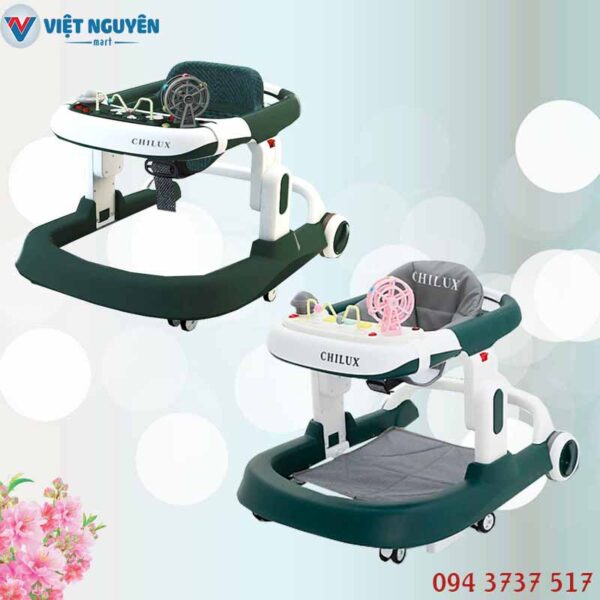 Đại lý xe tập đi cho bé 6 -18 tháng tuổi Chilux Walk S màu xanh rêu chính hãng