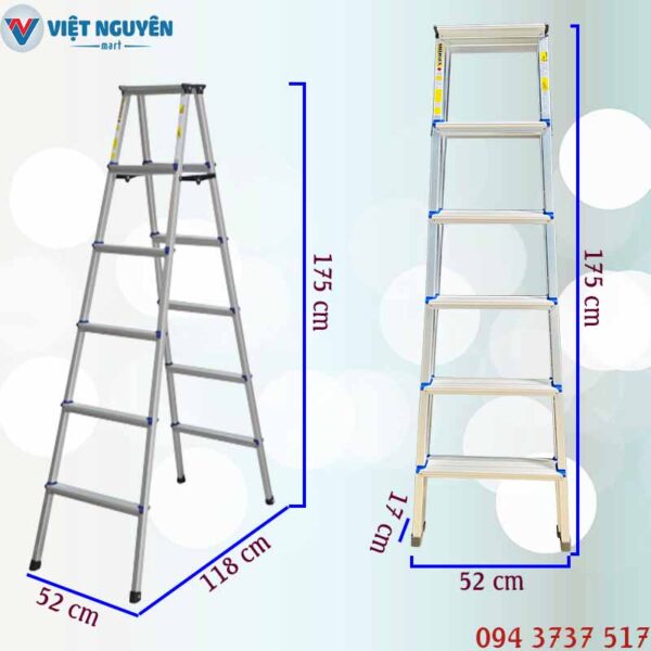 Thông số kỹ thuật thang nhôm chữ A mâm trắng Mitrita MTA06 - 1m75 6 bậc